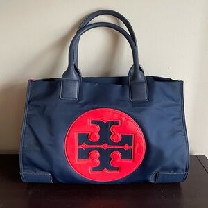 Tory Burch Navy and Red Tote Bag
